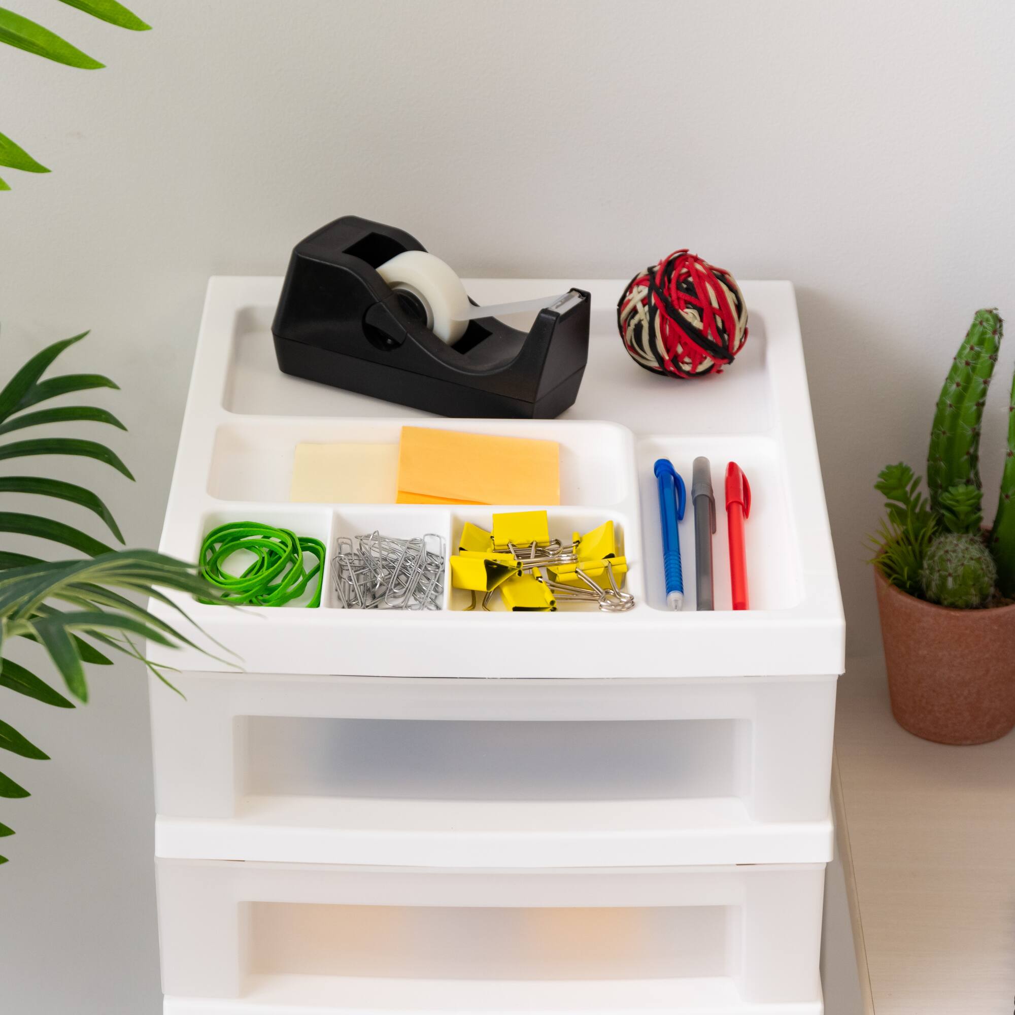 IRIS White 6-Drawer Storage Cart With Organizer Top